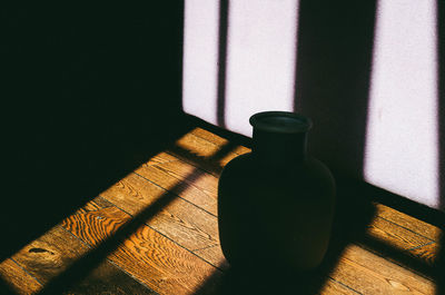 High angle view of vase on table at home