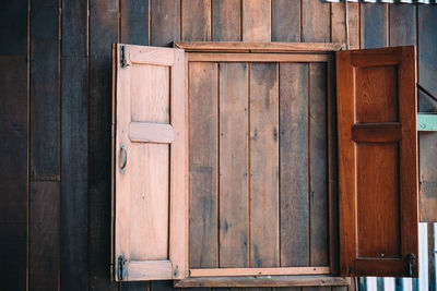 Closed door of house