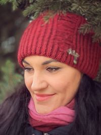 Portrait of smiling woman in hat