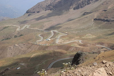 High angle view of mountain road