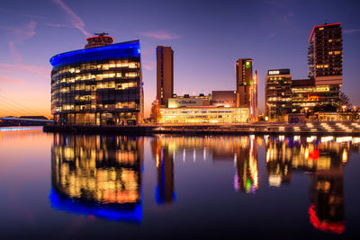 View of illuminated cityscape at night