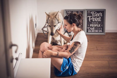 Young couple with dog