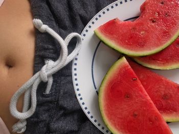 Close-up of watermelon in plate