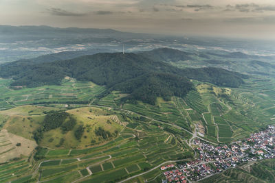 Aerial view of agricultural landscape