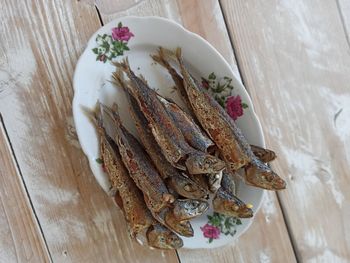 High angle view of bread on table