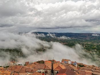 High angle view of townscape against sky