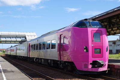 Train on railroad station