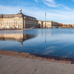 Reflection of buildings in lake