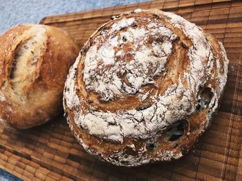 High angle view of bread on table