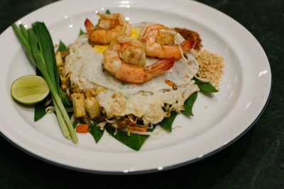 High angle view of meal served in plate