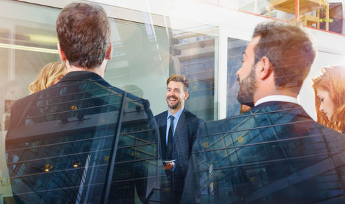 Business colleagues working in office