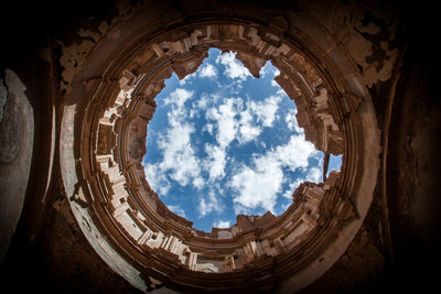 Directly below shot of old ruins against sky