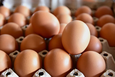 Close-up of eggs in market