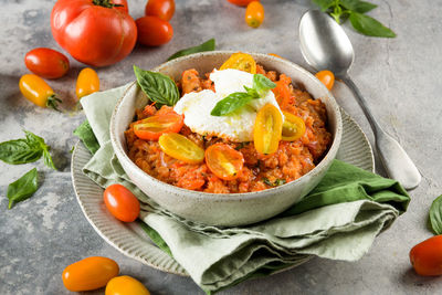 Vegetables in bowl on table