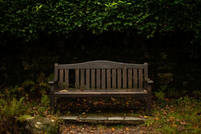 Empty bench in park