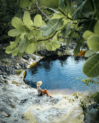 Unidentified tourist in serra de itabaina national park, sergipe