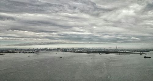 Scenic view of sea against cloudy sky