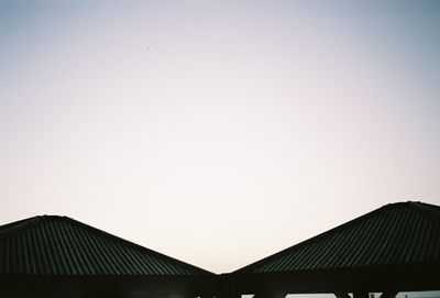 High section of roof against clear sky