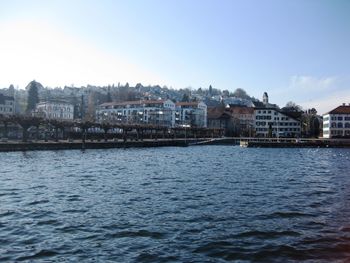 View of river with buildings in background