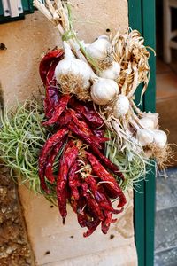 Close-up of red chili peppers for sale in market