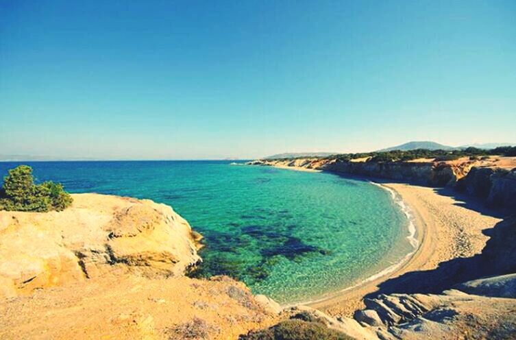 sea, water, horizon over water, blue, tranquil scene, clear sky, scenics, beach, tranquility, beauty in nature, copy space, coastline, shore, nature, idyllic, high angle view, seascape, sand, ocean, outdoors