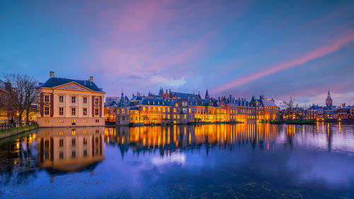 Reflection of buildings in water