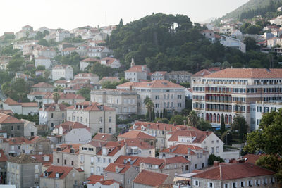 High angle view of buildings in city