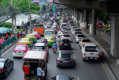 High angle view of traffic on road