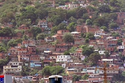 High angle view of buildings in city