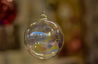 Close-up of crystal ball hanging