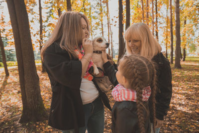 People in forest during autumn