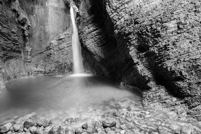 View of waterfall in forest