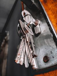 High angle view of machine part