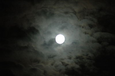 Low angle view of cloudy sky at night