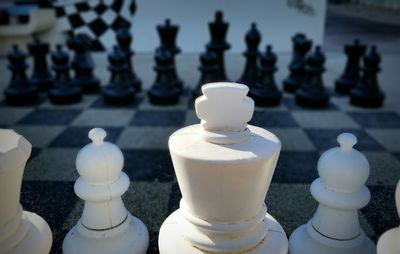 Close-up of white chess piece