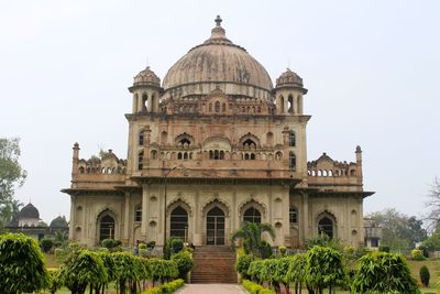 Low angle view of historic building against clear sky