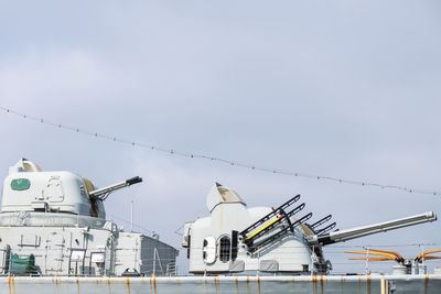 Air defense guns on a navy warship