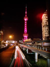 Illuminated city at night