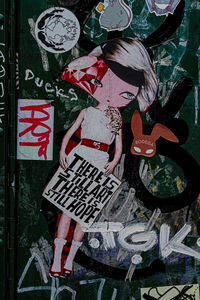 High angle view of text on floor