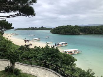 High angle view of sea against sky