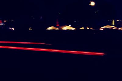 Light trails on road at night