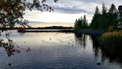 Scenic view of lake against sky