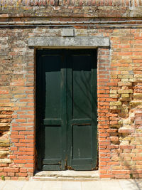 Closed door of old building