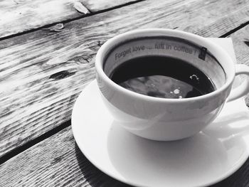 Close-up of tea cup on table