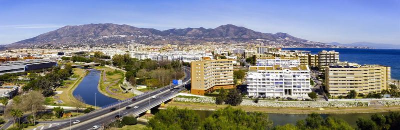 High angle view of city