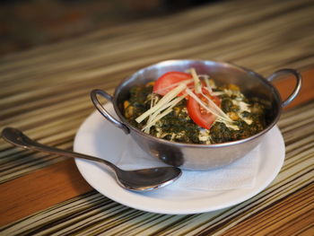 Close-up of food in bowl on table