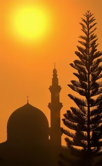 Mosque silhouette during sunset