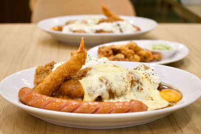 Close-up of food served in plate