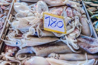 Full frame shot of fish for sale at market