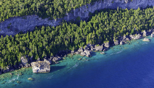 Panoramic shot of rocks by sea